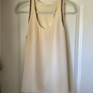 Zara Cream Tank Top with Beaded Straps
